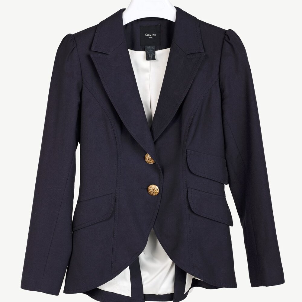 Smythe Navy Wool Twill Equestrian Blazer
